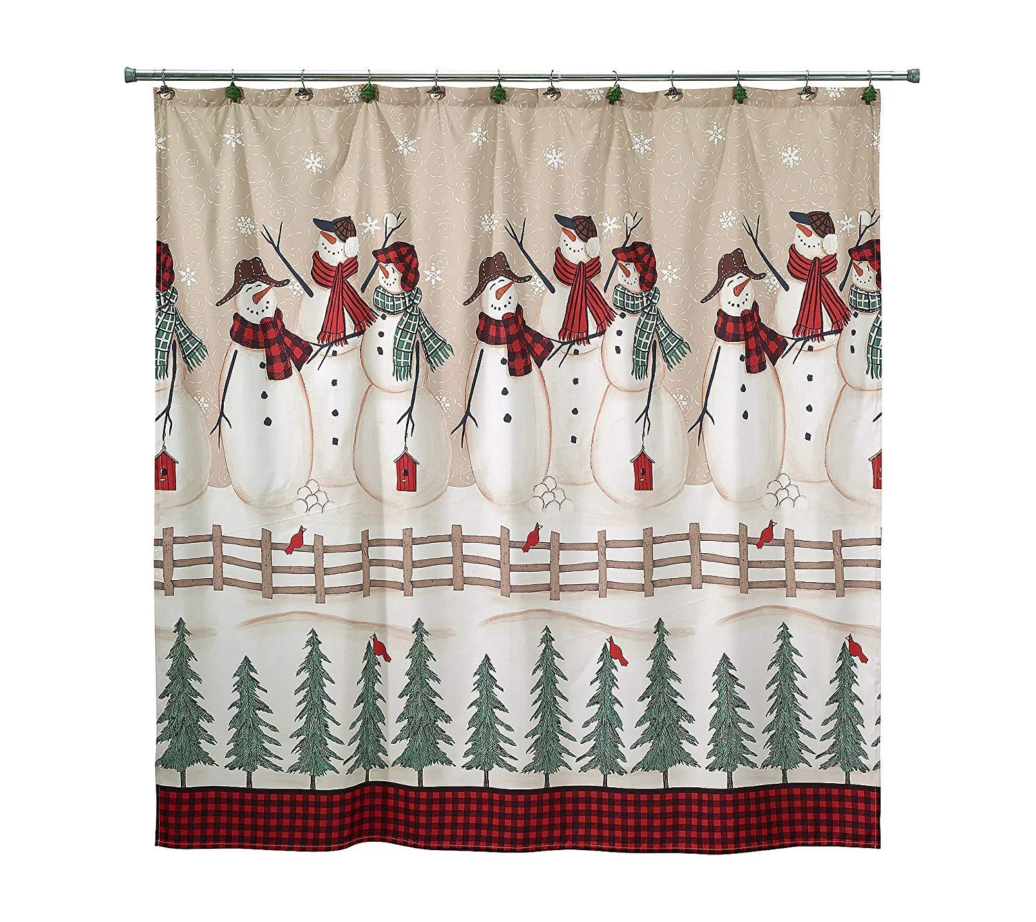 High-Performance Avanti Linens - Shower Curtain Fabric Holiday Curtain Christmas Decorations Snowmen Gathering Collection 72 Versatile