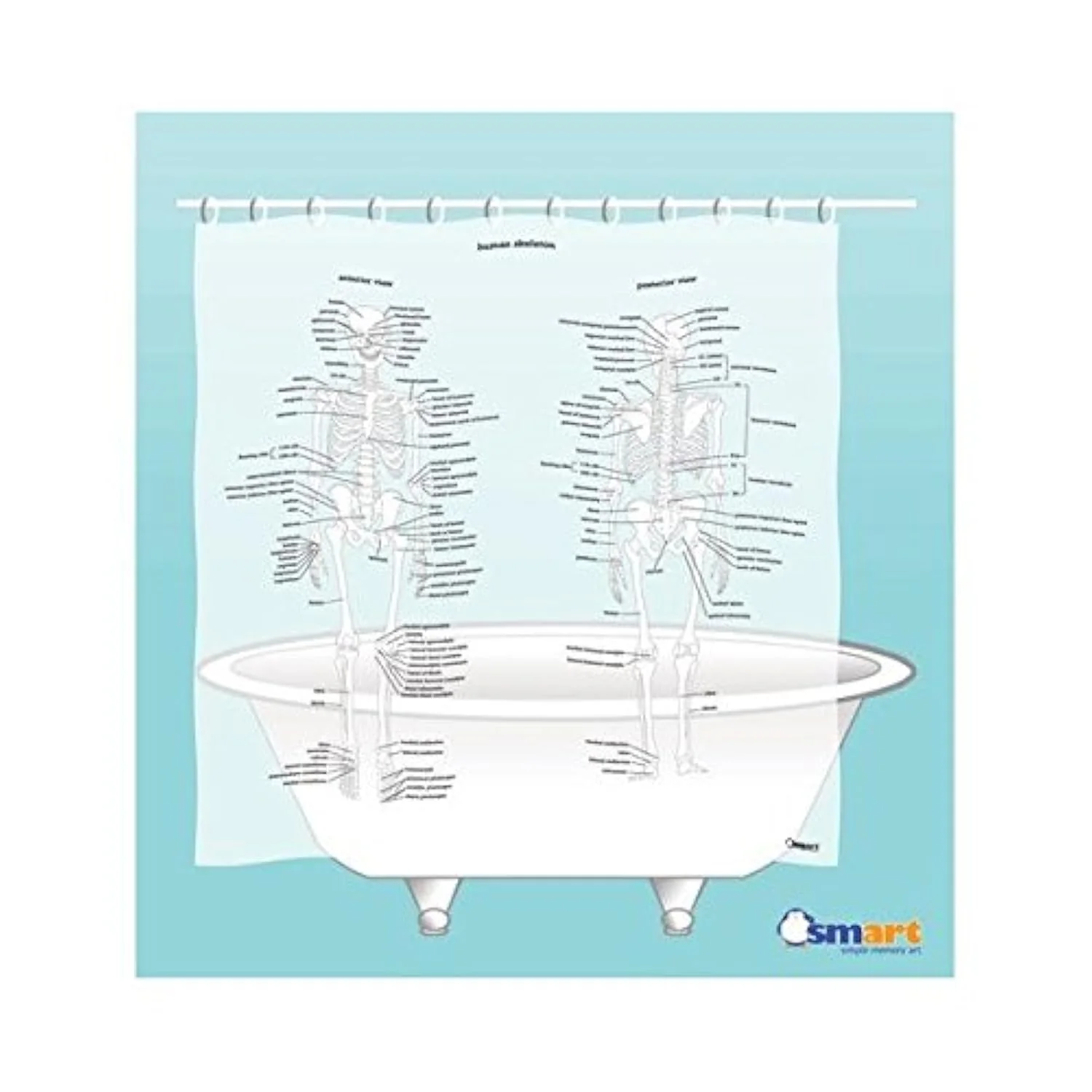 Outstanding SMART by Simple Memory Art Human Skeleton Shower Curtain - EVA Vinyl 71 x 71 Clean