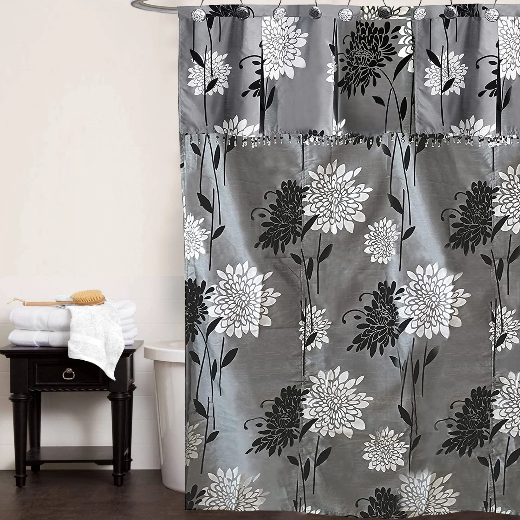 Fine Crafted Popular Home The Erica Collection W-ATT VAL Shower Curtain 70 by 72 Grey Specialty