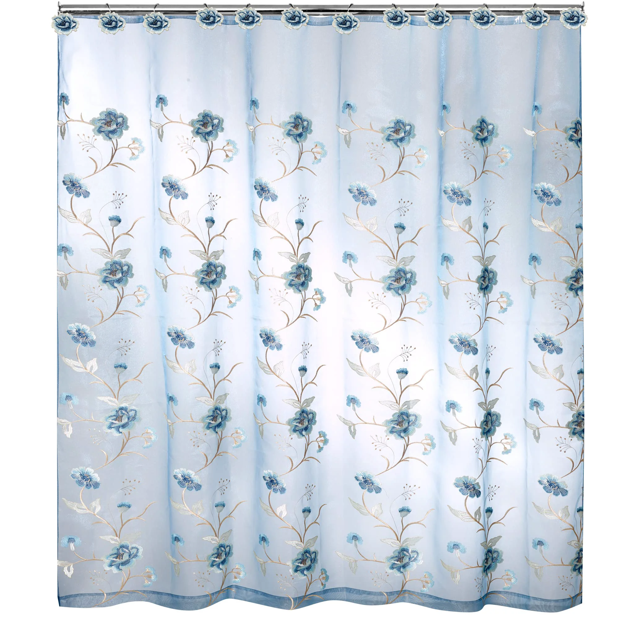Specialty Popular Bath Dublin Rose Collection Shower Curtain Blue Official