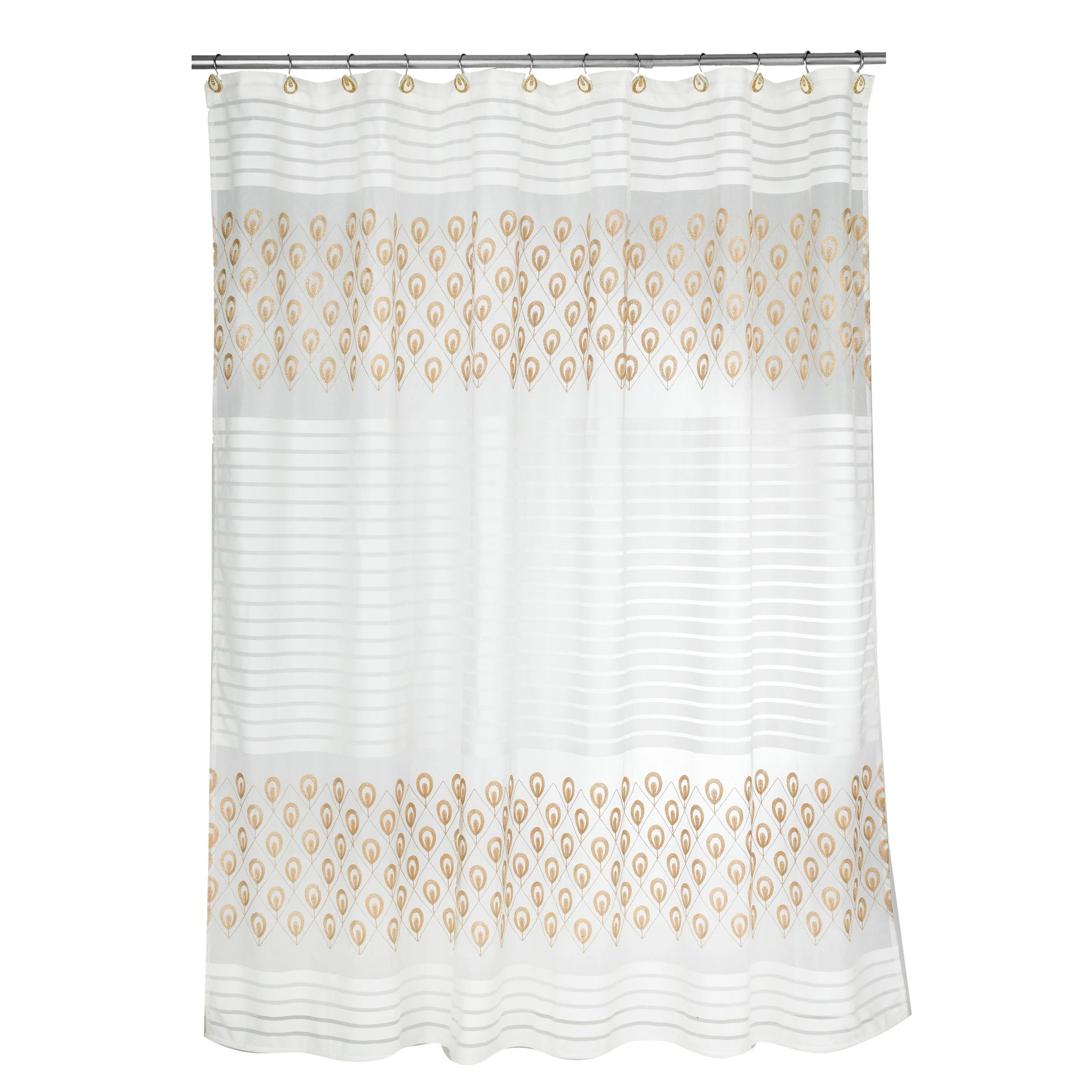 Versatile Popular Bath Shower Curtain Seraphina Collection 70 x 72 Ivory Contemporary