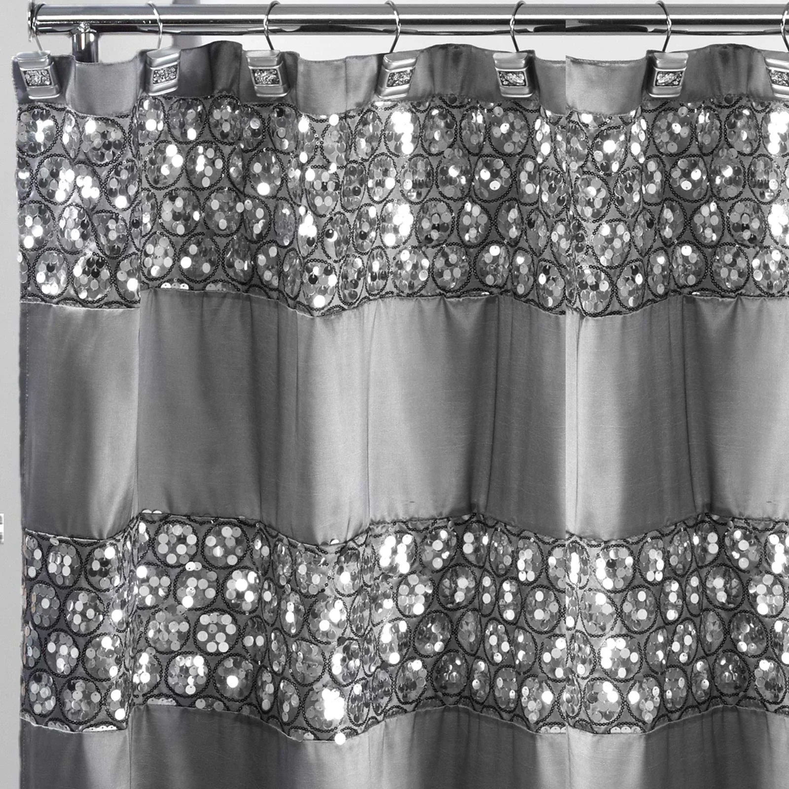 Stylish Zahari Home Sinatra Bathroom Shower Curtain Glamorous Bling Fabric Shower Curtain 72 x70 Silver Quality
