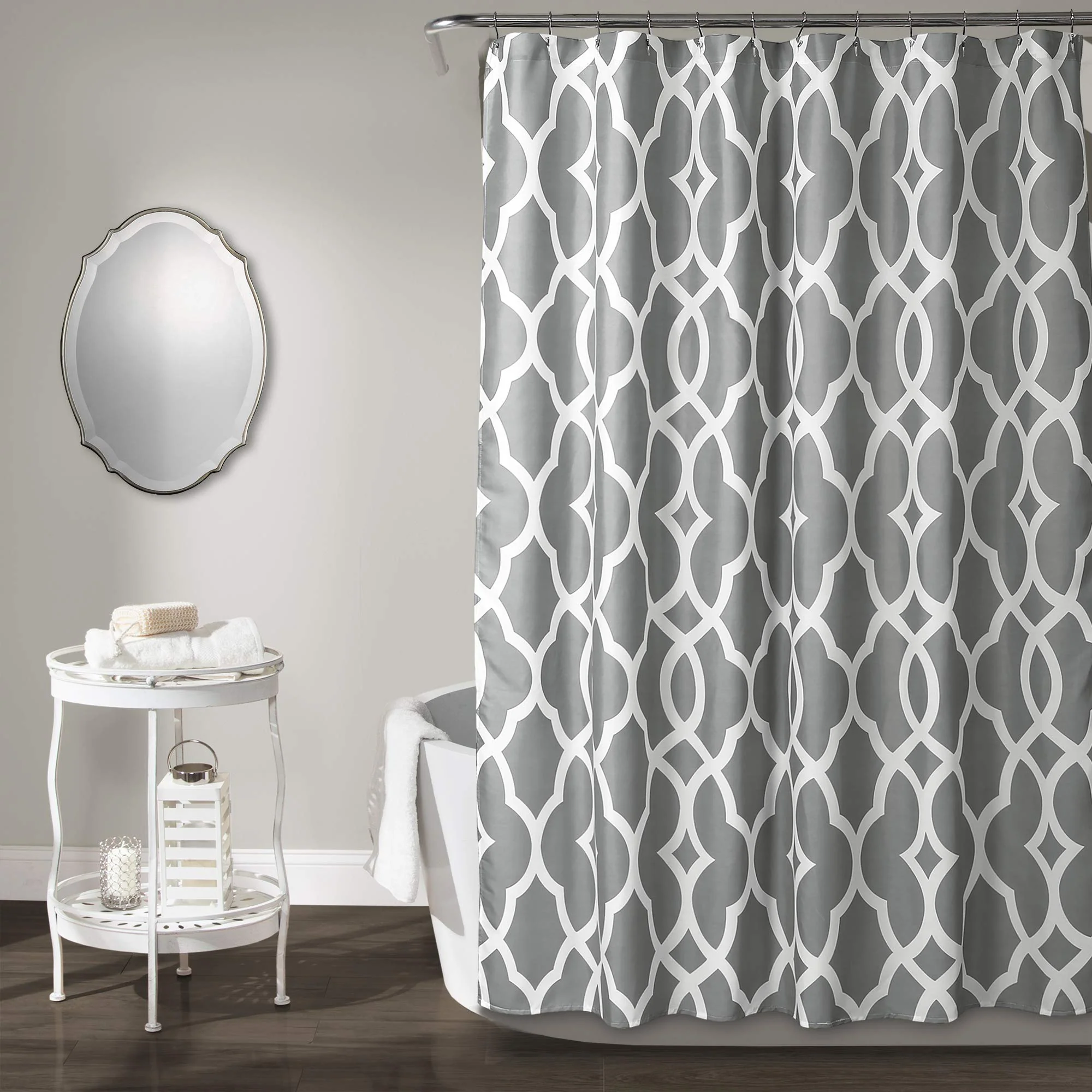 Premium Lush Decor 16T002814 Connor Geo Shower Curtain 72 x 72 Gray Practical