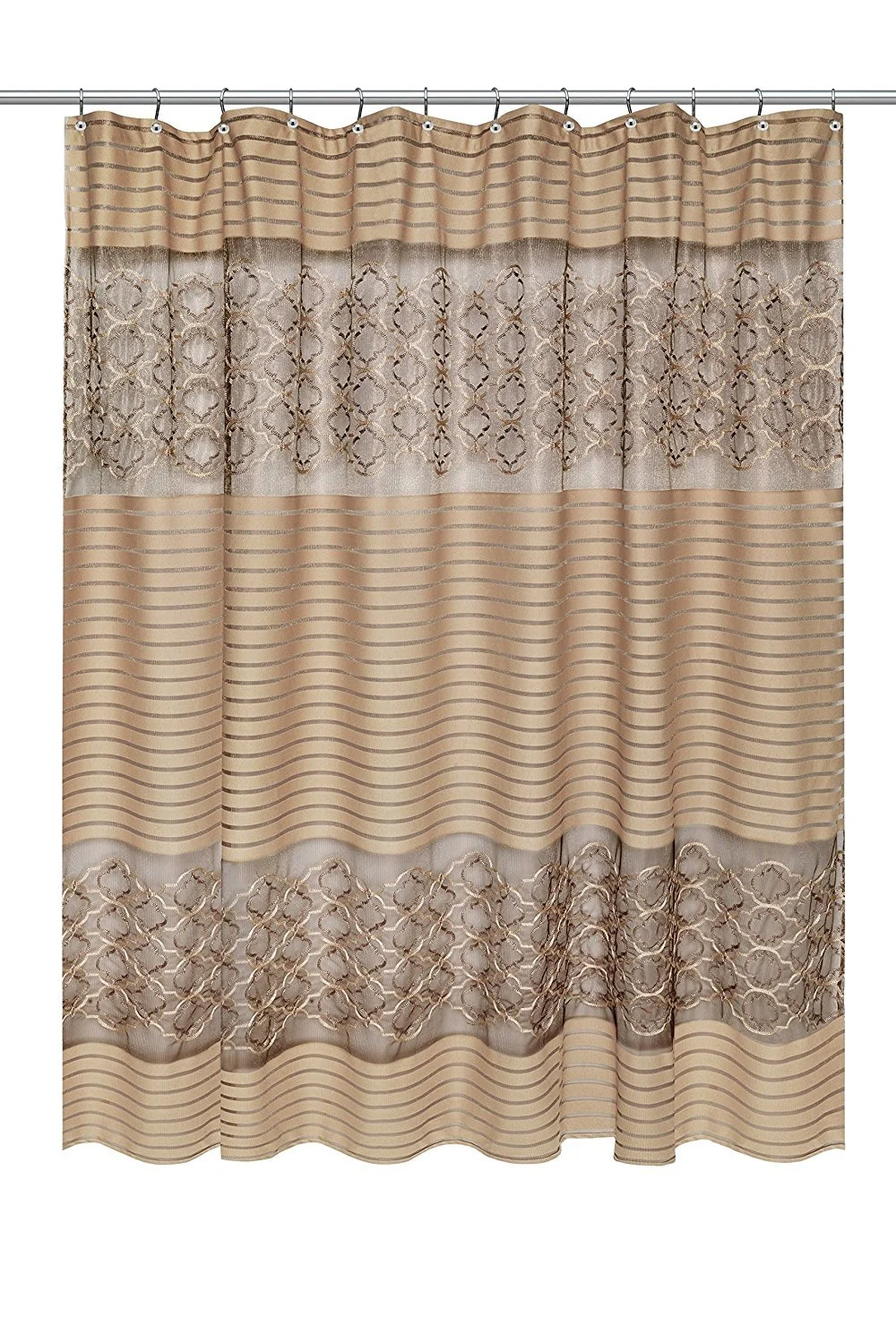 Natural Popular Bath Shower Curtain Spindle Collection 70 x 72 Gold Traditional