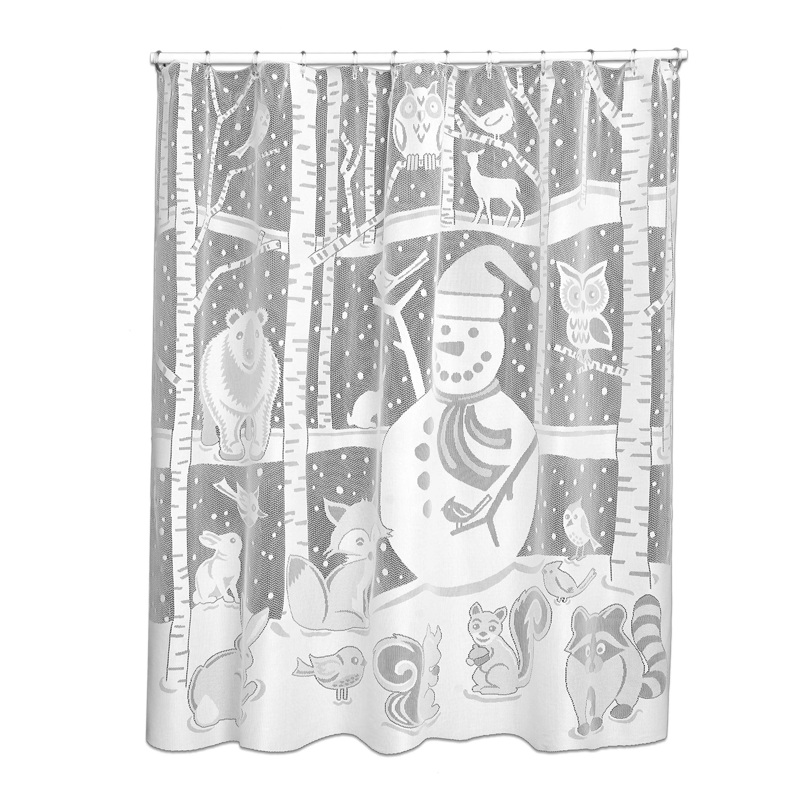 Green Heritage Lace Snowman Shower Curtain 72 Wide x 72 Drop White Trusted