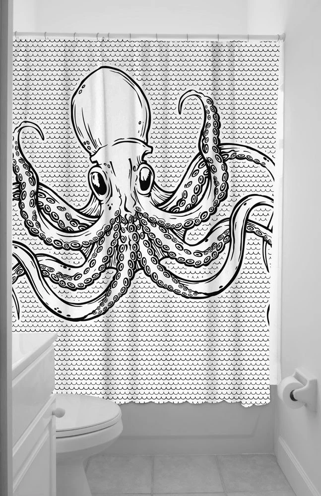 Optimized Sourpuss Octopus Shower Curtain 72 Inch X 78 Inch Dependable