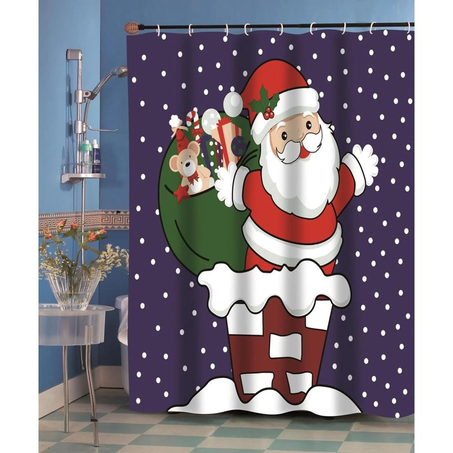Exceptional Carnation Home Fashions Up on The Rooftop Fabric Shower Curtain 72 x70 Convenient