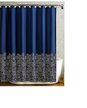 Proven spring Home Navy Blue Fabric Shower Curtain Detailed