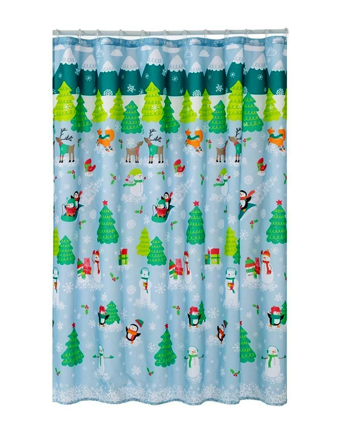 Sustainable Christmas Fabric Shower Curtain Fun Holiday Pattern 70 x 70 Powerful