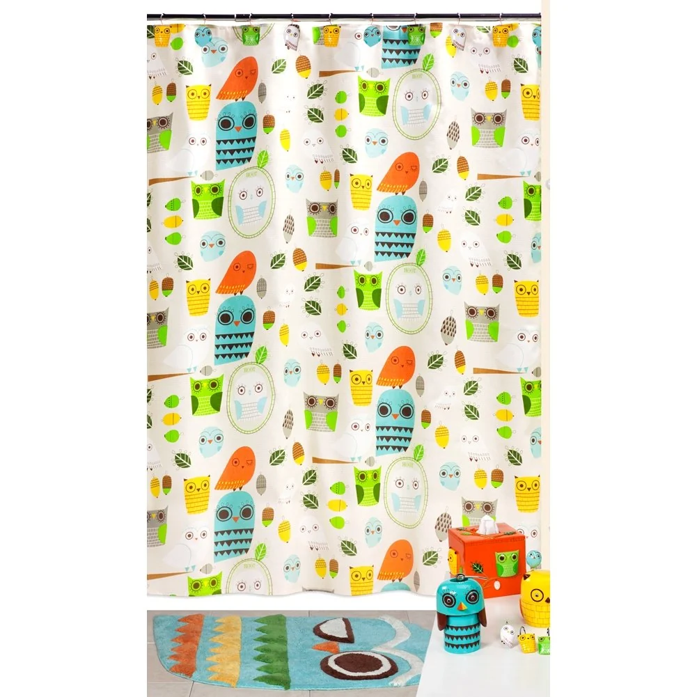 Casual Creative Bath Products Inc. Give A Hoot Shower Curtain Multicolored Advanced