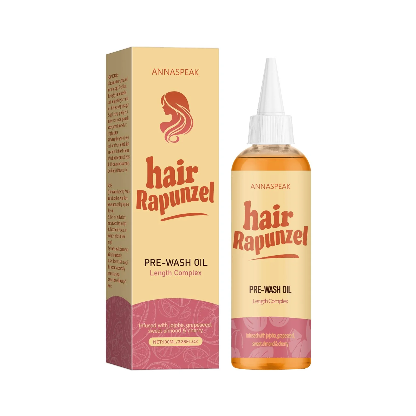 Enhanced ANNASPEAK Rapunzel Pink Grapefruit Jojoba Sweet Almond Cherry for All Hair Types 100ml Specialty