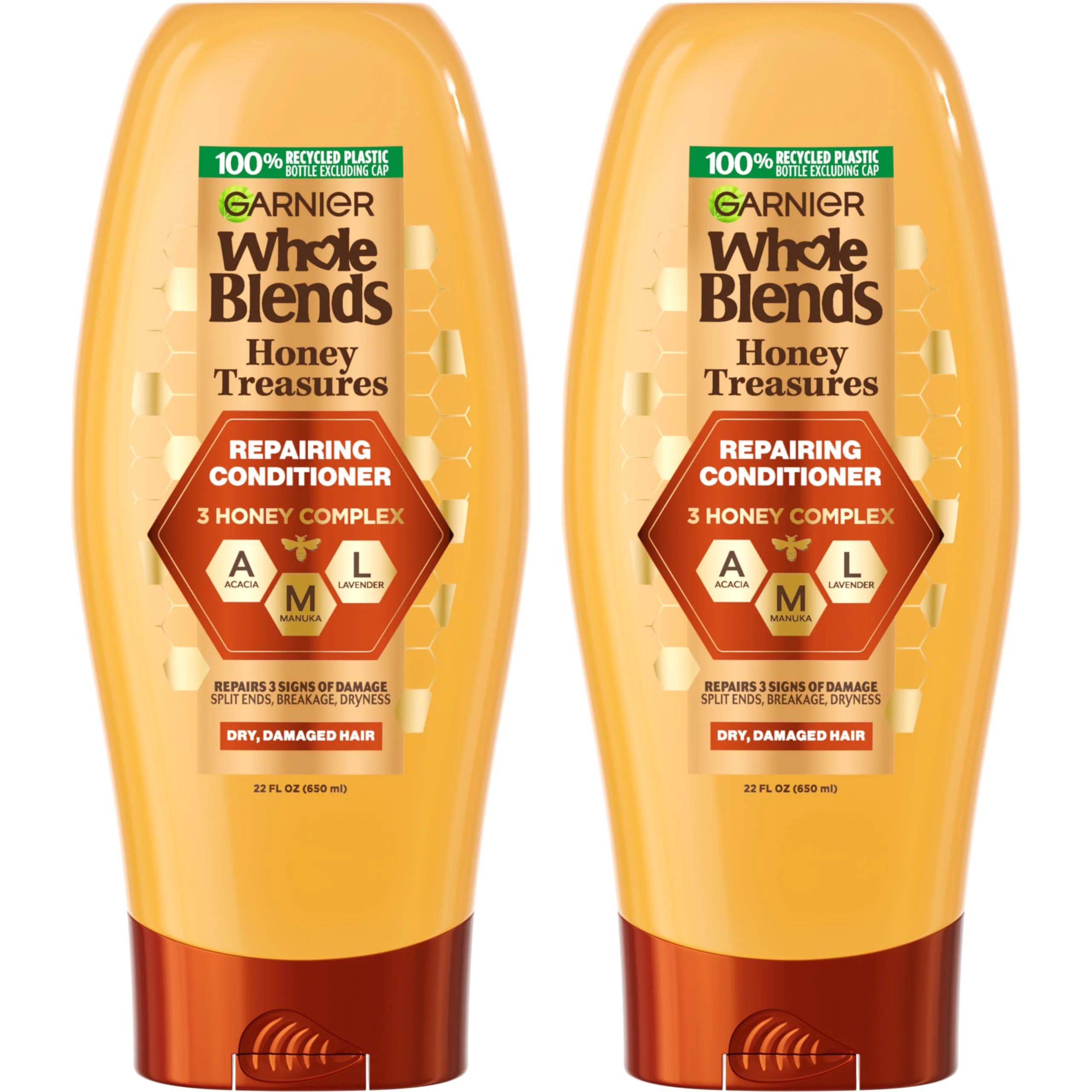 Fine Garnier Whole Blends Honey Treasures Repairing Conditioner for Dry Damaged Hair 22 Fl Oz 2 Count Packaging May Vary Advanced