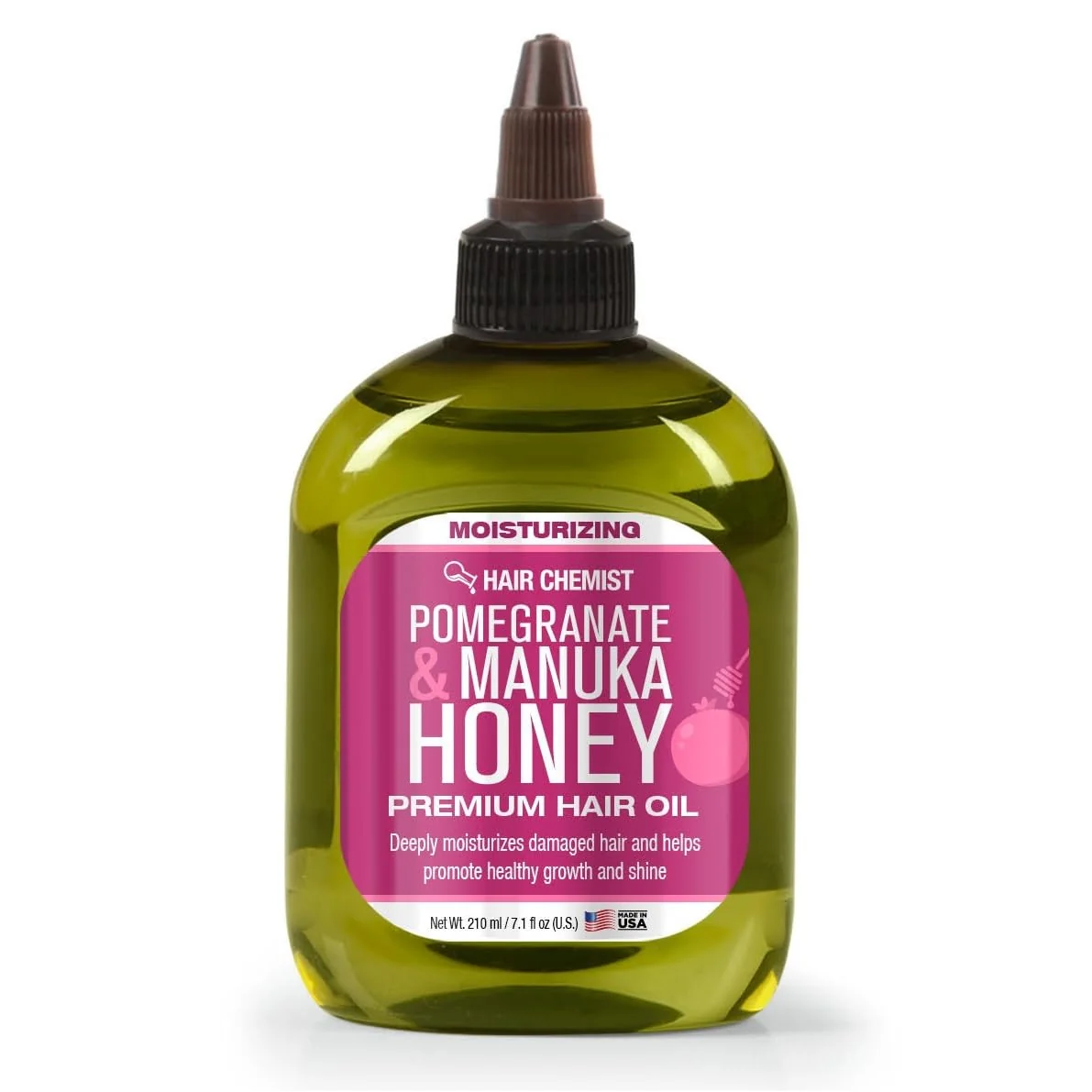 User-Friendly Hair Chemist Pomegranate Manuka Honey Moisturizing Premium Hair Oil 7.1 oz. - Moisturizing Pomegranate and Honey Infused Hair Oil Casual