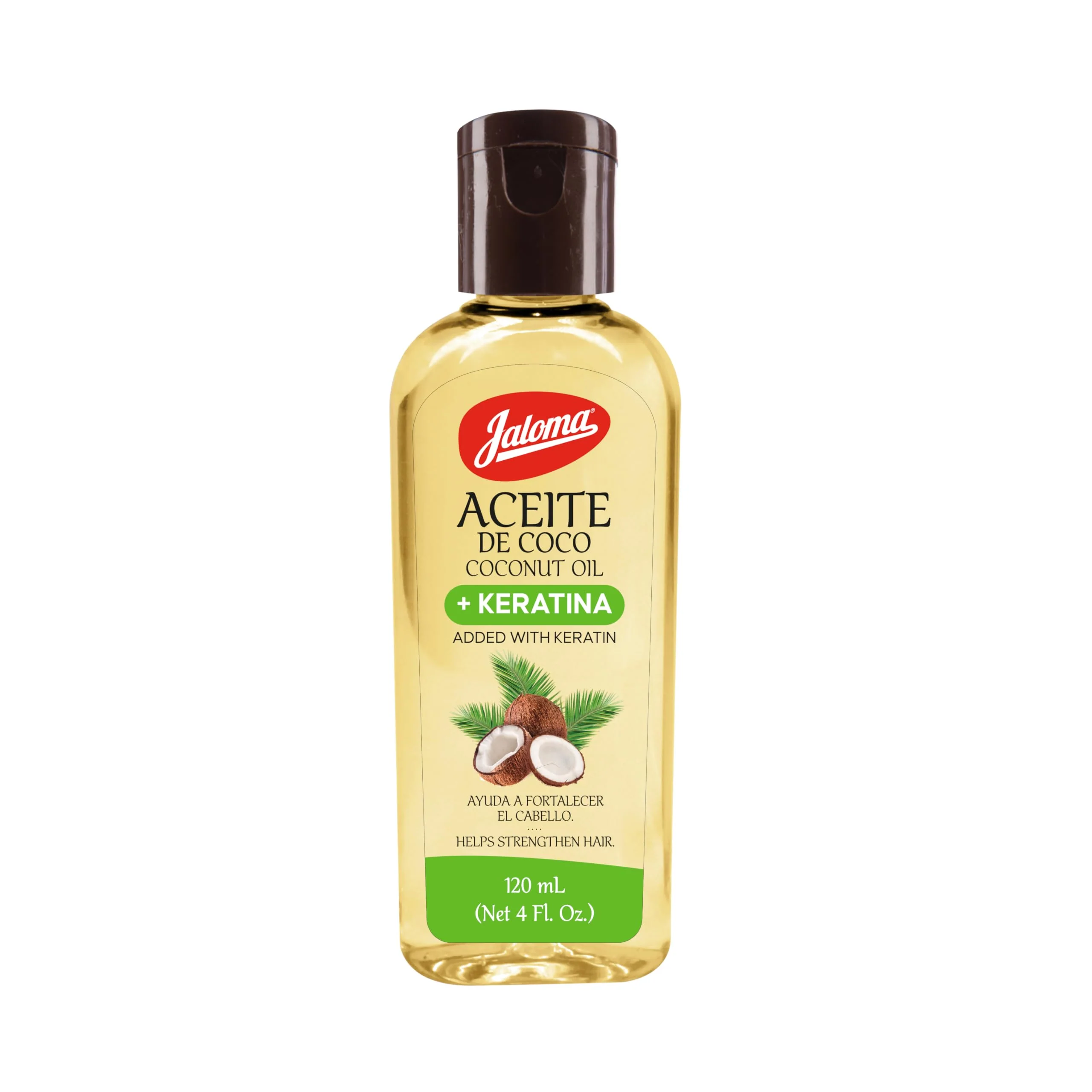 Superior JALOMA Coconut Oil with Keratin to Help Strengthen Hair 4 Oz Bottle Original