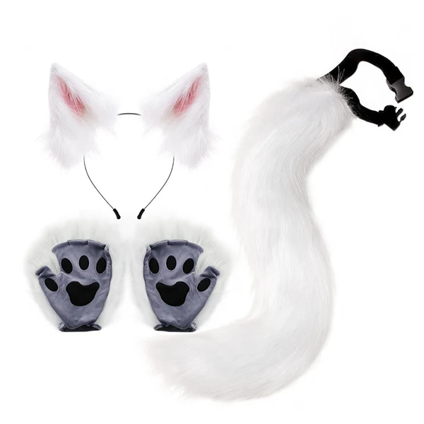Convenient Maxbell Cat Costume Animal Cosplay Kitten Plush Ears Furry Fancy Dress up White Superior