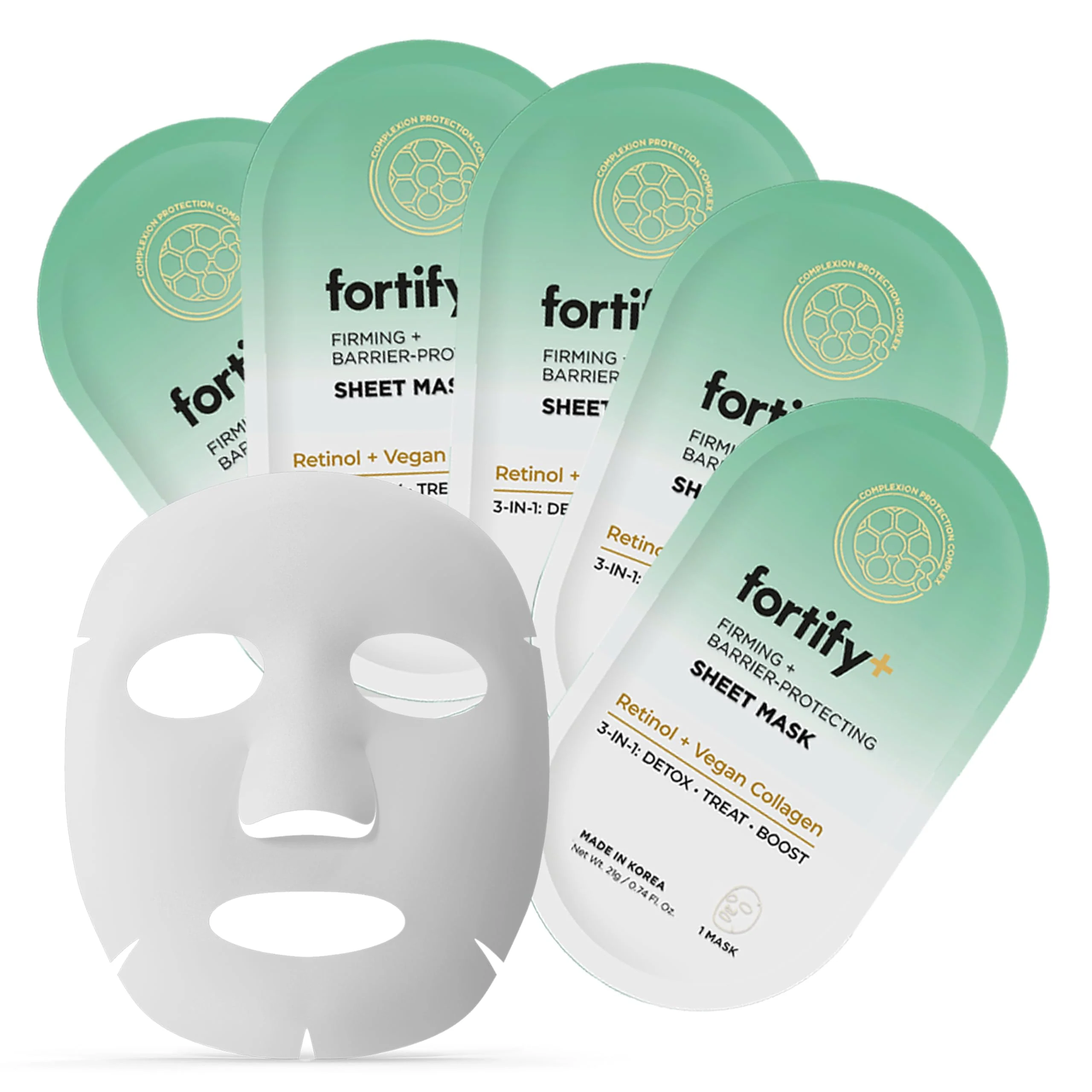 Green Fortify Skincare Retinol Collagen Face Mask - 3-in-1 Detox Treat Boost - Hydrating Firming Anti-Aging - Dermatologist Tested Korean Skin Care Consistent