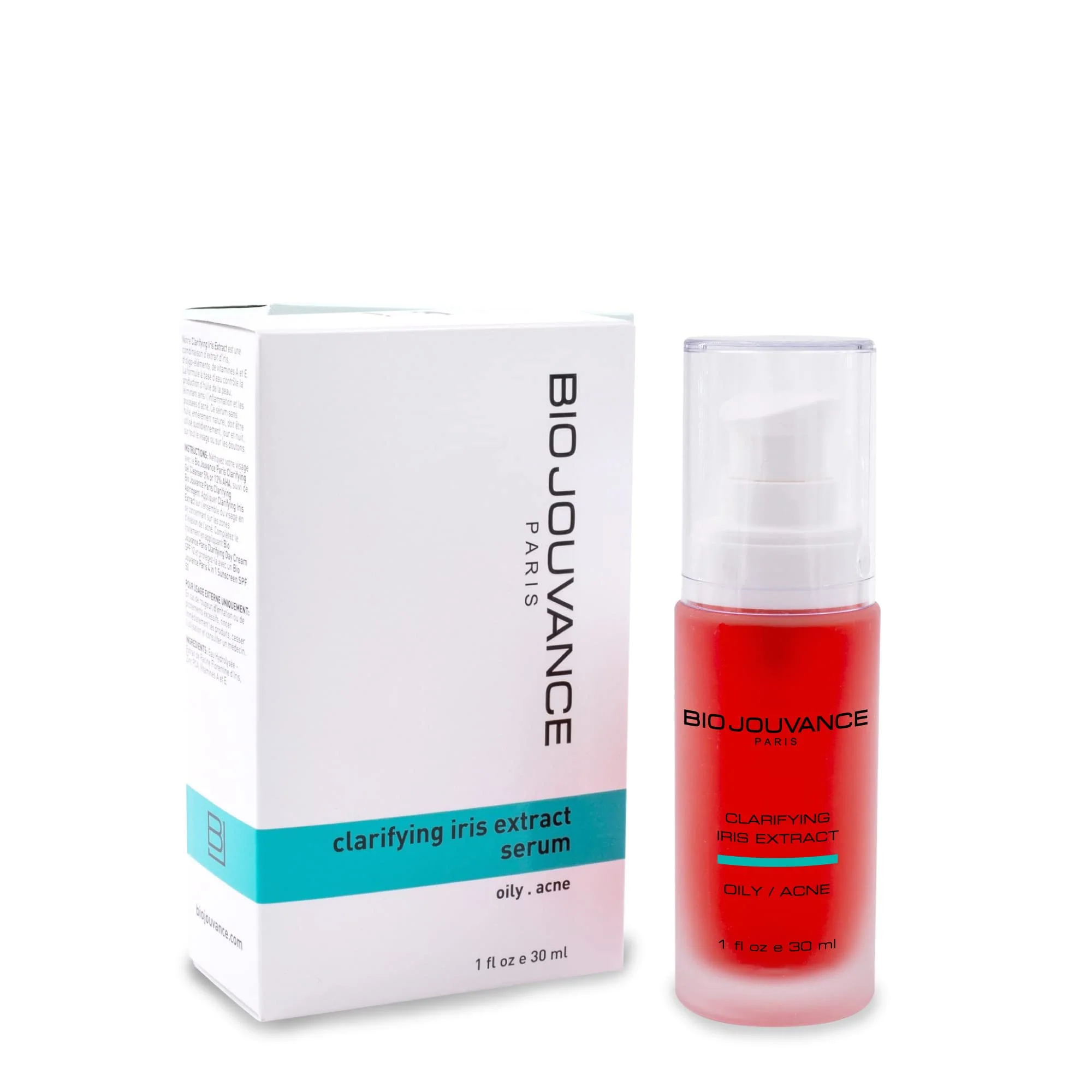 Relaxed BIO JOUVANCE PARIS - Clarifying Iris Extract Serum 1oz 30ml - For Normal Oily Acne-Prone Skin Water-Based Serum Daily Facial Skin Care Soft