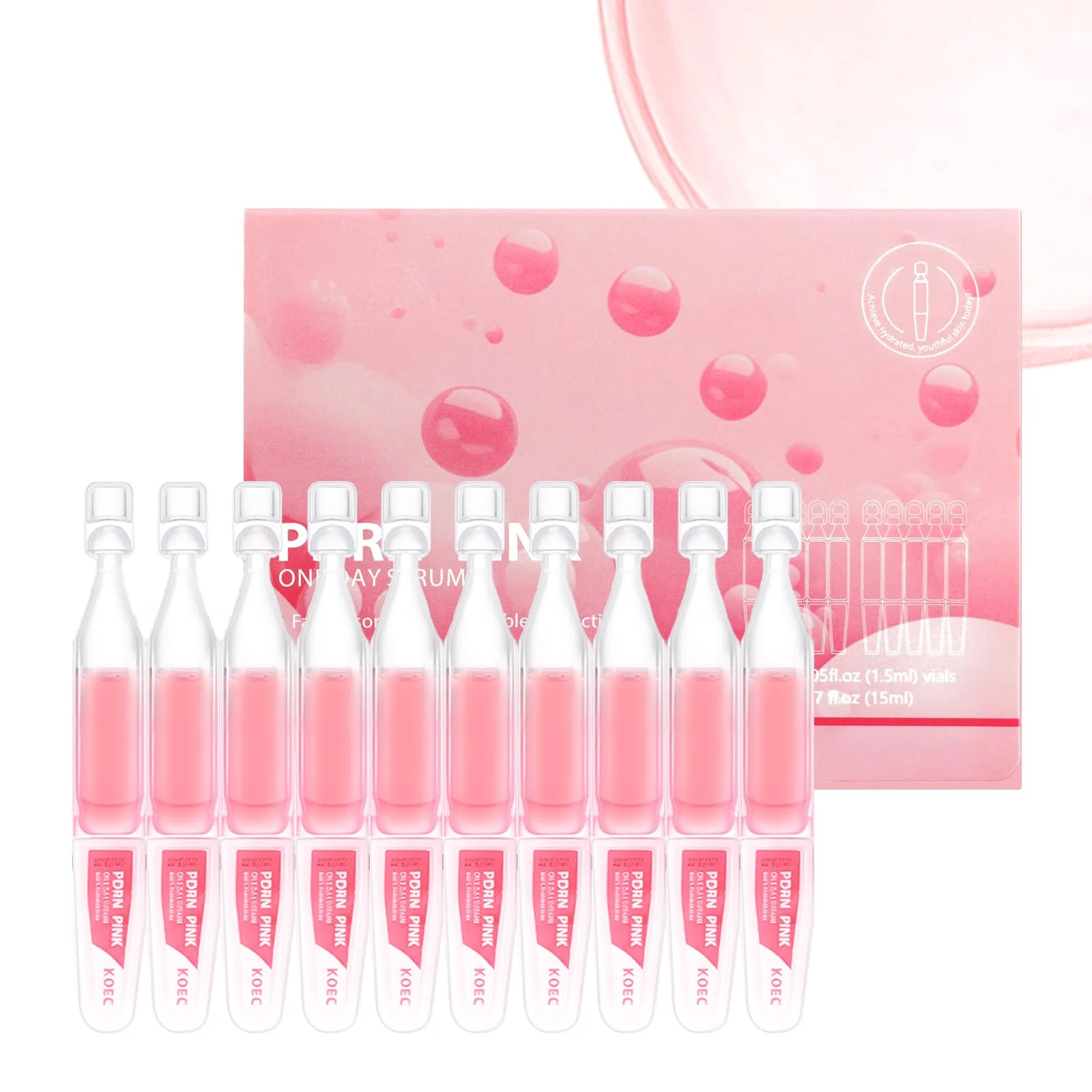 Luxury 2-Pack Salmon DNA Serum 99 Salmon DNA Pink PDRN Serum Ampoule with Collagen Glutathione Hyaluronic Acid for Intense Firming Repairing Relaxed