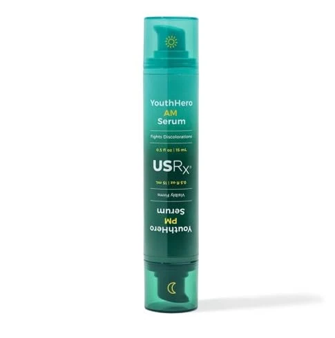 Expertly Made Urban Skin Rx® Youthhero AM PM 2-In-1 Dual-Formula Day Night Facial Serums Improves Discolorations Sun Damage Supports Elasticity Reduces Selected