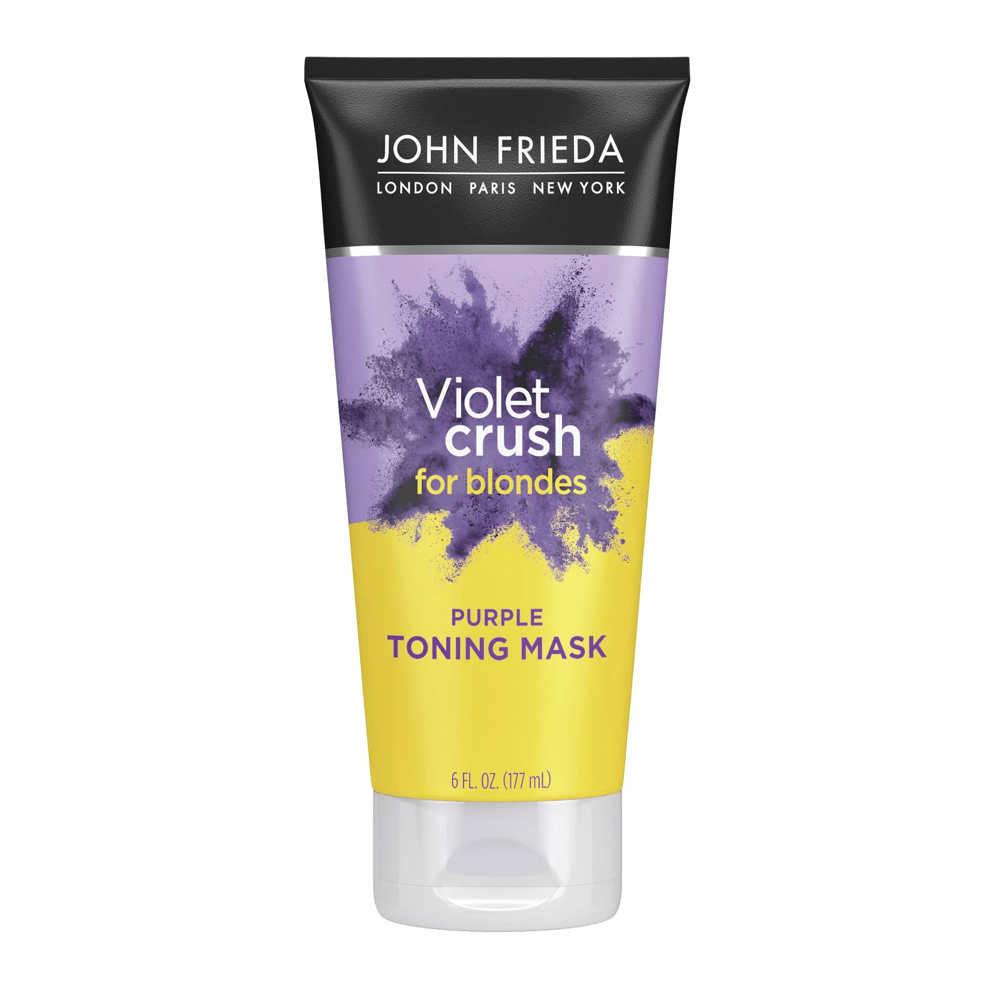 Quality John Frieda Violet Crush Purple Toning Mask Removes Brassy Tones Smooths Damaged Hair Cuticles for Cooler More Luminous Salon-Fresh Blonde. Safe Solid