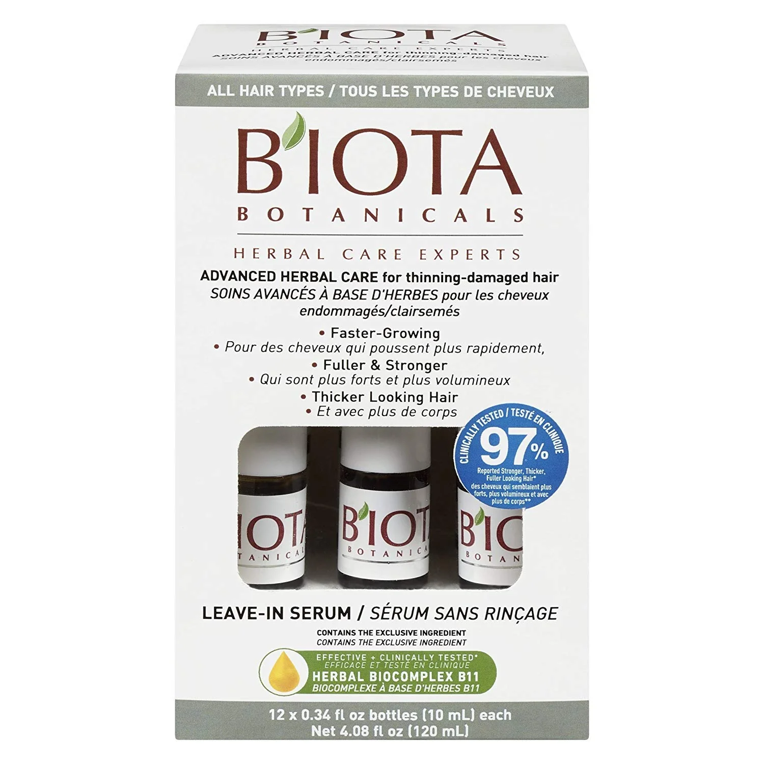 Long-Lasting BIOTA BOTANICALS ADVANCED HERBAL CARE LEAVE-IN SERUM 12 count 0.34 oz. Expertly Made