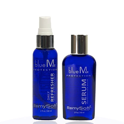 Reusable RemySoft blueMax Daily Refresher Protective Silicone Serum Set - Safe for Hair Extensions Weaves and Wigs - Salon Formula Leave-in Conditioner First-Class