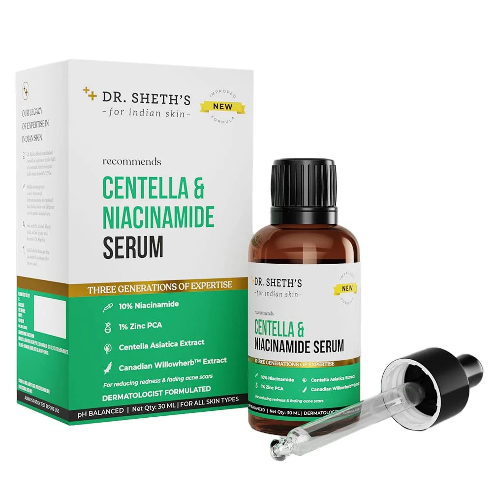 Smart Dr. Sheth's Centella Niacinamide Face Serum Helps Reduces Acne Scars Controls Sebum Soothes Redness Unisex Formula for All Skin Types Fashionable