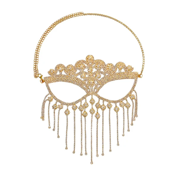 Safe Maxbell Masquerade Face Chain Tassels Mask Headpiece Jewelry Rhinestone Accessories Golden Sustainable