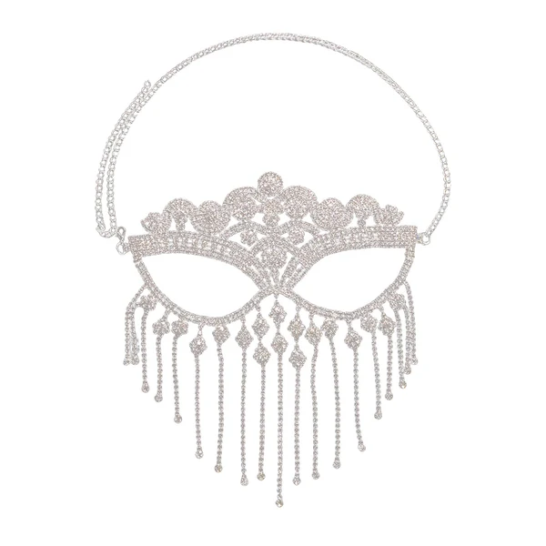 Healthy Maxbell Masquerade Face Chain Tassels Mask Headpiece Jewelry Rhinestone Accessories Silver Artisan