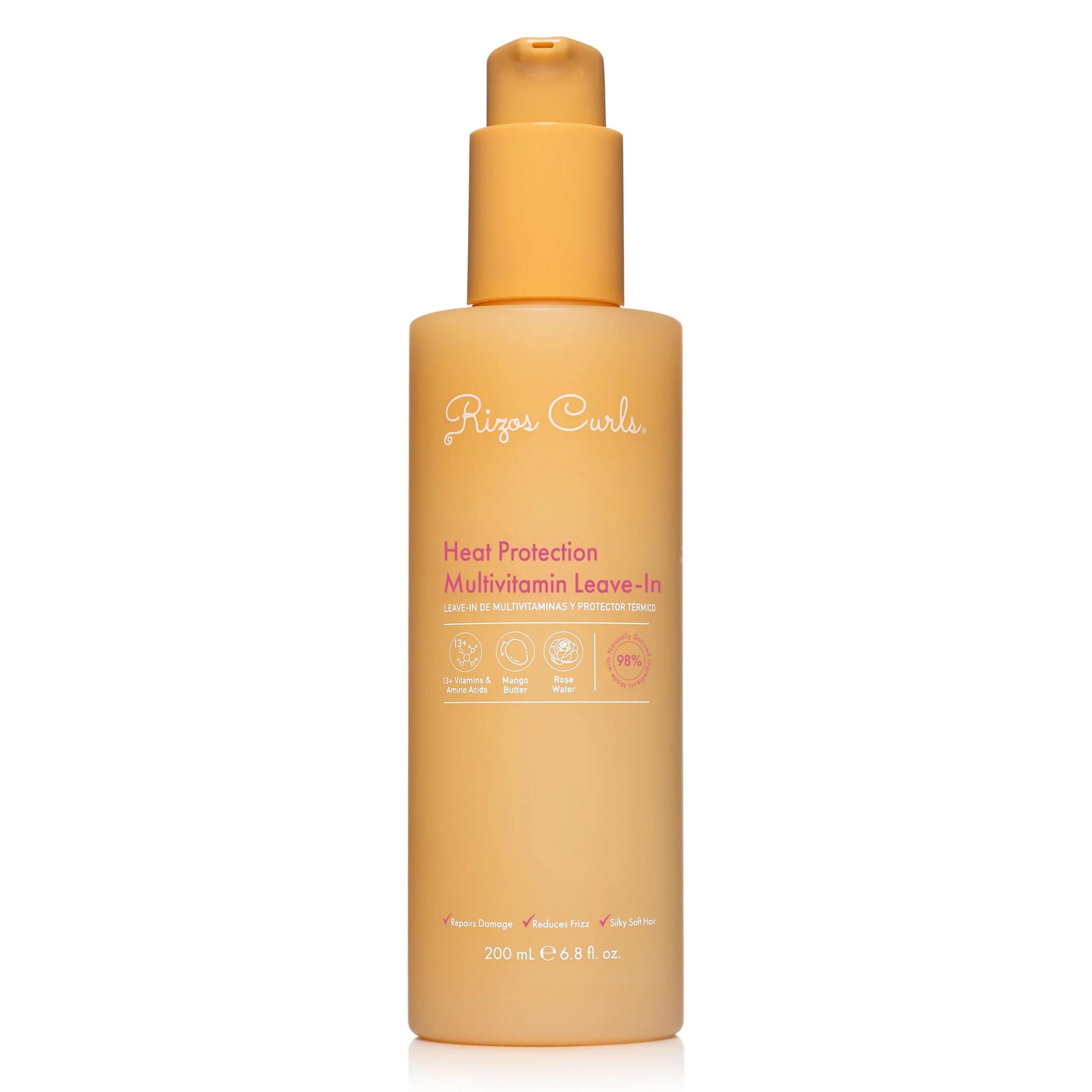 Solid Rizos Curls Multivitamin Leave-In Heat Protection Up to 450°F - Strengthen Repair Add Shine to Straight Wavy Curly Coily Hair Types 1a-4c Exclusive