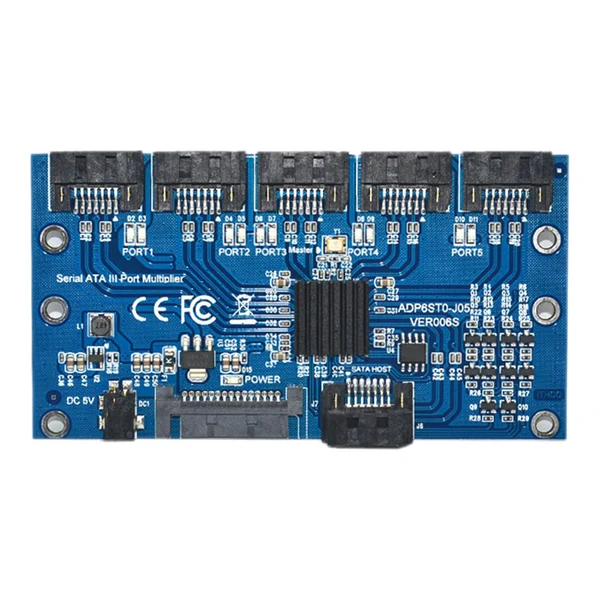 Long-Lasting Maxbell Motherboard SATA Expansion Card Converter 1 to 5 SATA Port for Computer Environmentally Friendly