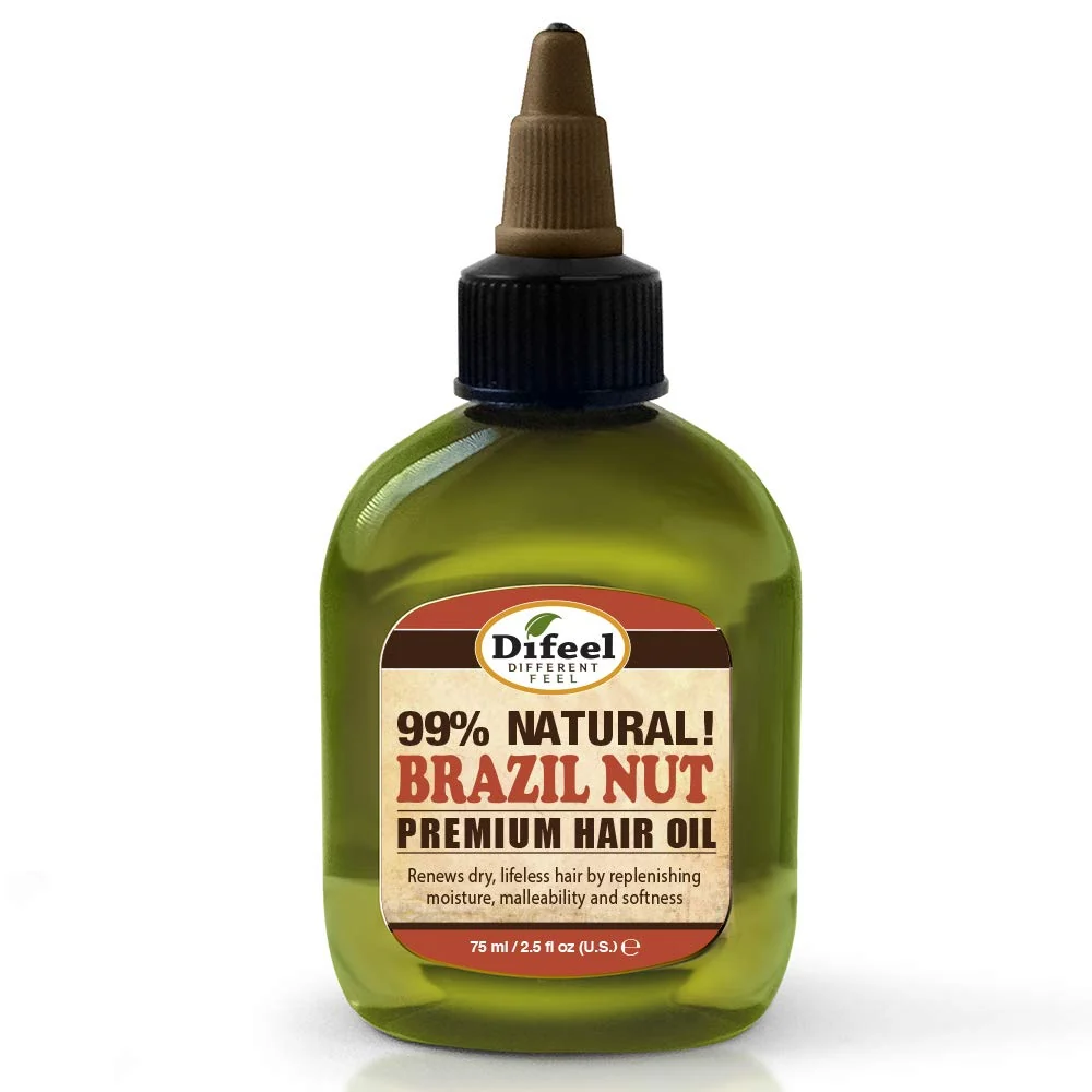 Reusable Difeel Premium Natural Deep Conditioning Hair Oil - Brazil Nut Oil 2.5 ounce Lightweight