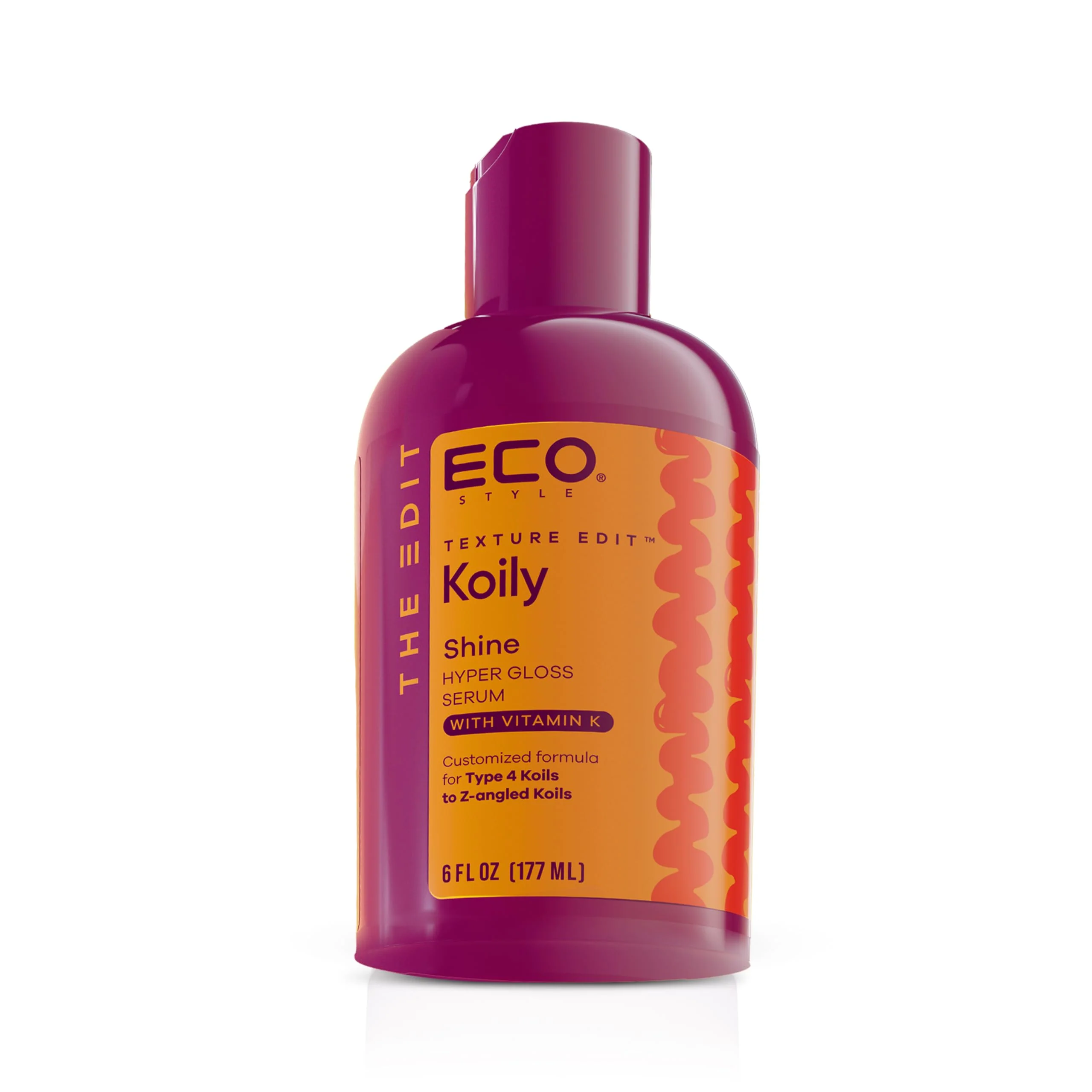 Solid Eco Style Texture Edit Koily Shine Hyper Gloss Serum for Type 4 curly hair - A nourishing sulfate- rich oil that provides a natural glow Versatile