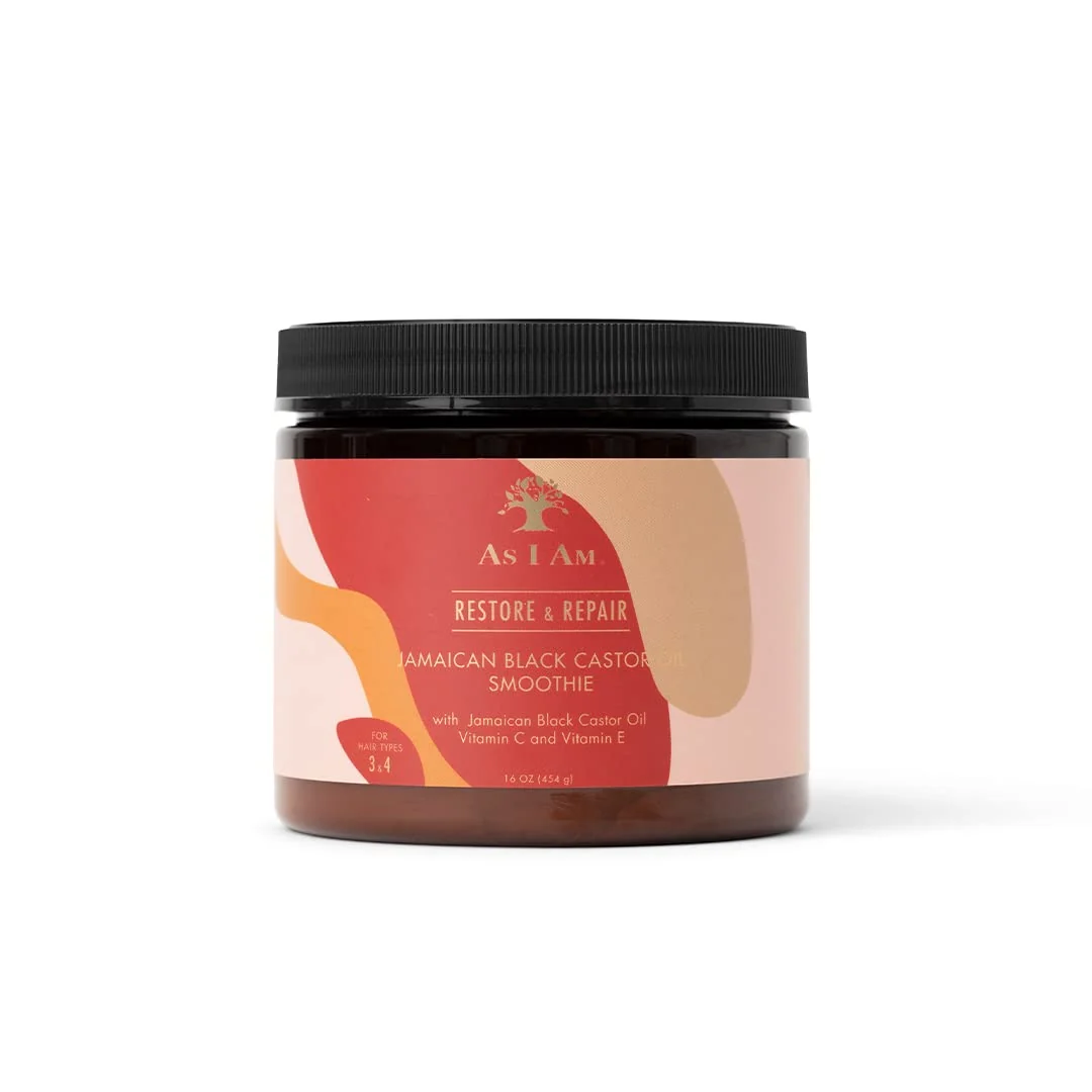 Next-Generation As I Am Jamaican Black Castor Oil Smoothie 16 oz - with Ceramide Vitamin C E - Enhanced Curl Definition - Lightweight - Strong Hold - Flake Pure