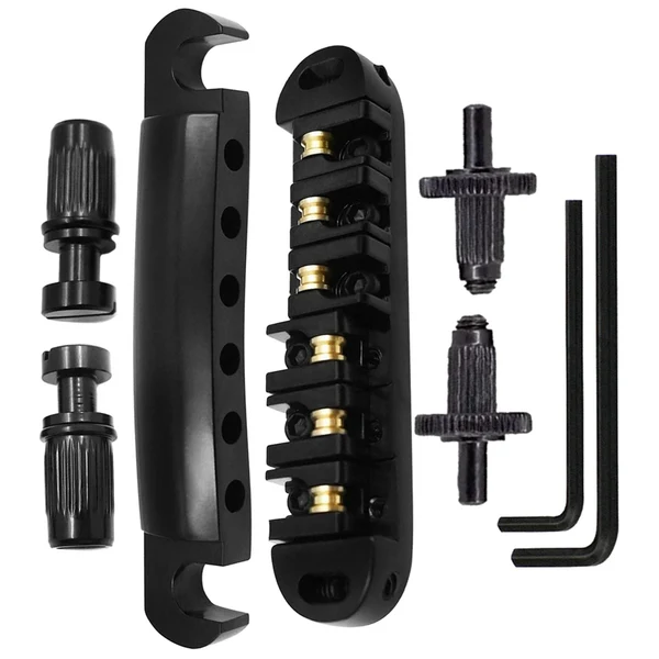 Premium Maxbell Roller Saddle Bridge Kits with Roller Saddles for Electric Guitars Gift Black Dependable