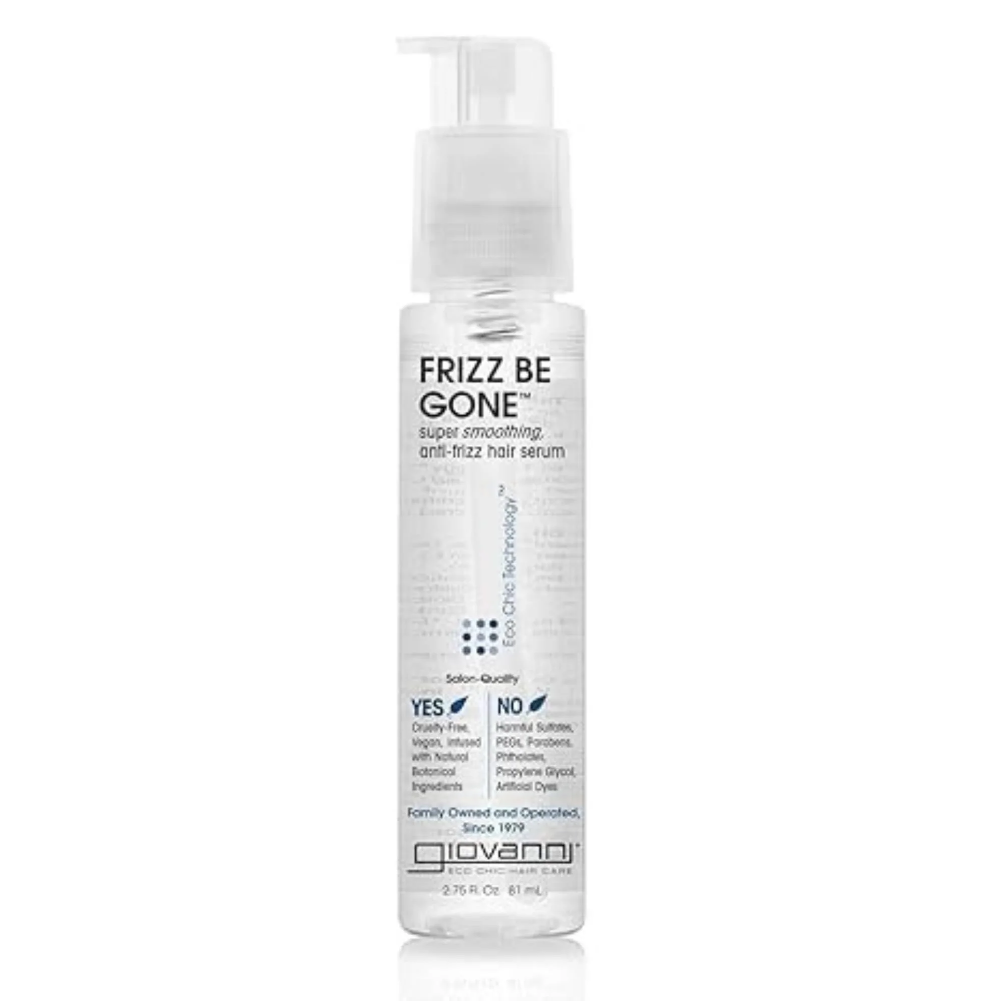 Easy-to-Use GIOVANNI ECO CHIC Frizz Be Gone - Super Smoothing Anti-Frizz Hair Serum Adds Shine Seals in Color Infused with Natural Botanical Ingredients Solid