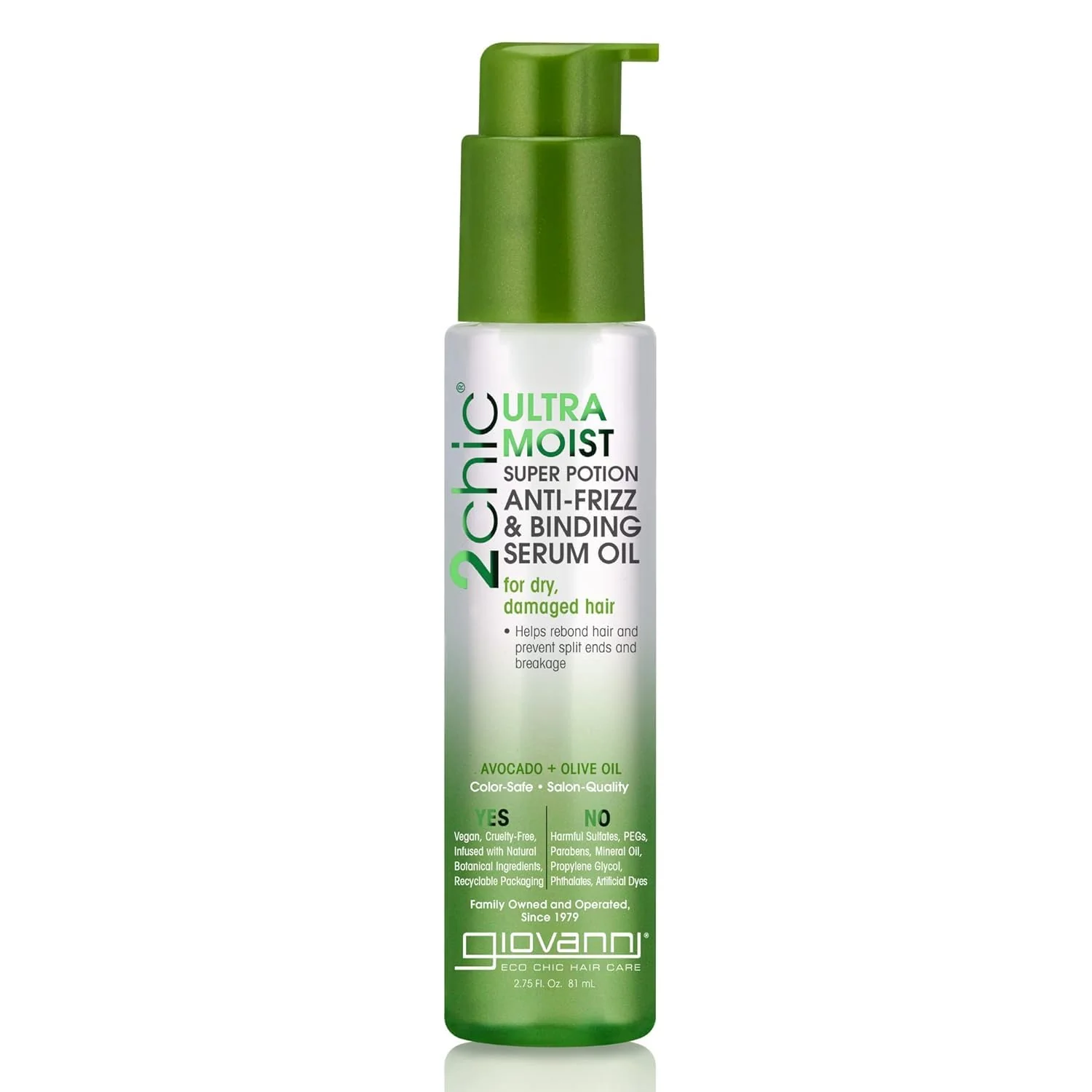 Functional GIOVANNI 2chic Ultra-Moist Super Potion - Anti Frizz Binding Serum Prevents Split Ends Avocado Olive Oil Aloe Vera Shea Butter Botanical Dependable