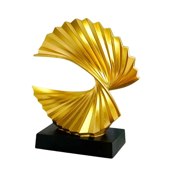 High-Grade Maxbell Home Ornament Wave Fan Resin Sculpture Gift for Yard Living Room Bedroom Gold Original