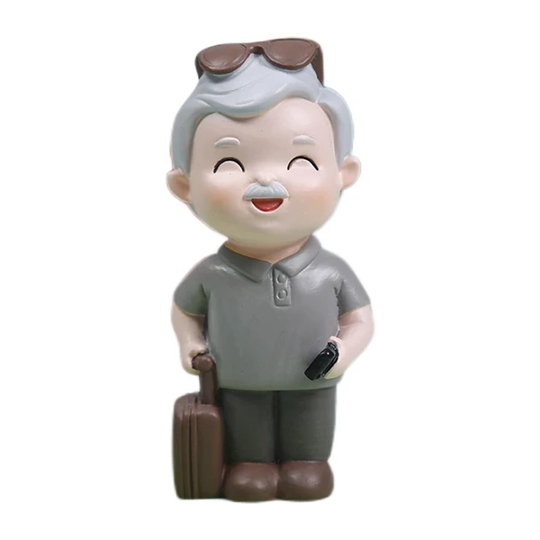 Soft Maxbell Old People Figurine Cake Topper Ornaments for Anniversary Bedroom Decor Grandpa Smart