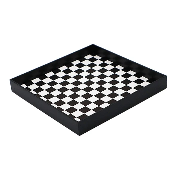 Durable Decorative Tray Dish Makeup Organizer for Living Room Desktop Bathroom Square Black Luxury