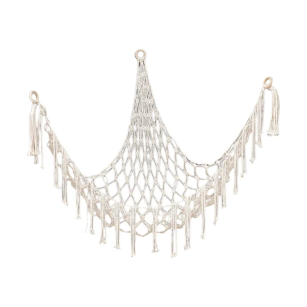 Recyclable Stuffed Animal Hammock Plush Net Toy Macrame Tassel Decorative Home Display White Refined