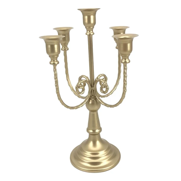 Powerful Maxbell 5 Arm Candle Holder Wedding Candelabra Living Room Table Tealight Banquet Gold Efficient