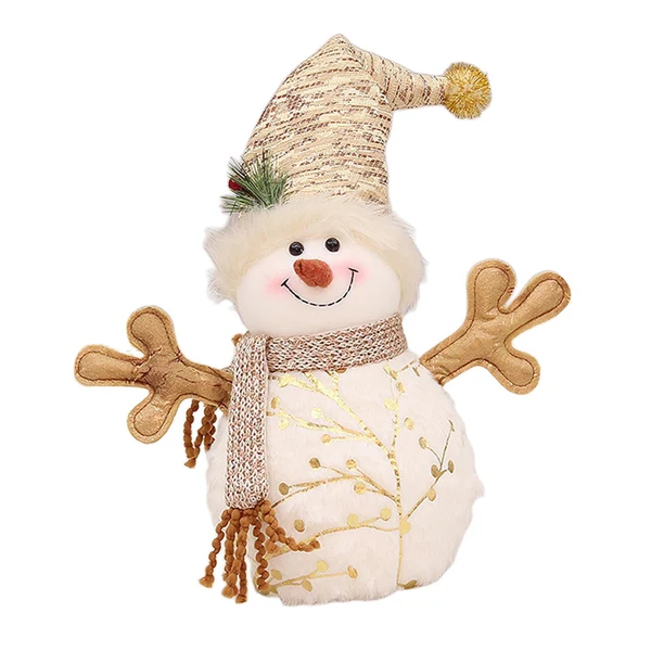 Fashionable Maxbell Christmas Snowman Doll Short Plush for Shopping Mall Window Decoration 15cmx22cmx38cm Stylish