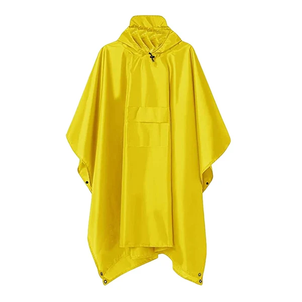 High-Quality Maxbell Wet Weather Rain Poncho with Pocket Reusable Adult Emergency Outdoor Yellow Detailed