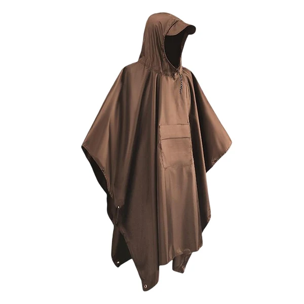 Outstanding Maxbell Wet Weather Rain Poncho with Pocket Reusable Adult Emergency Outdoor Brown High-Quality