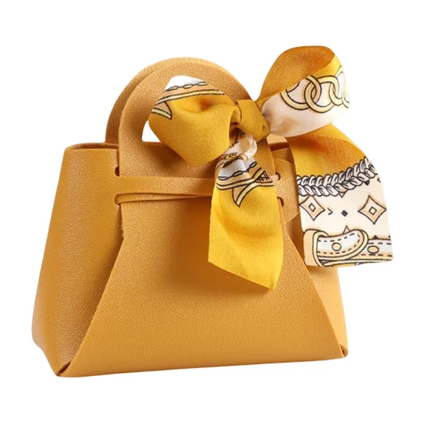 Fine Crafted Maxbell Portable Favour Bag PU Leather with Handles for Present Wrap Easter Birthday Yellow Excellent