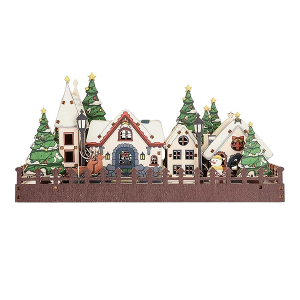 User-Friendly Maxbell Wooden Christmas Light up House Scene Ornament Holiday 3D LED Indoor Decor Breathable