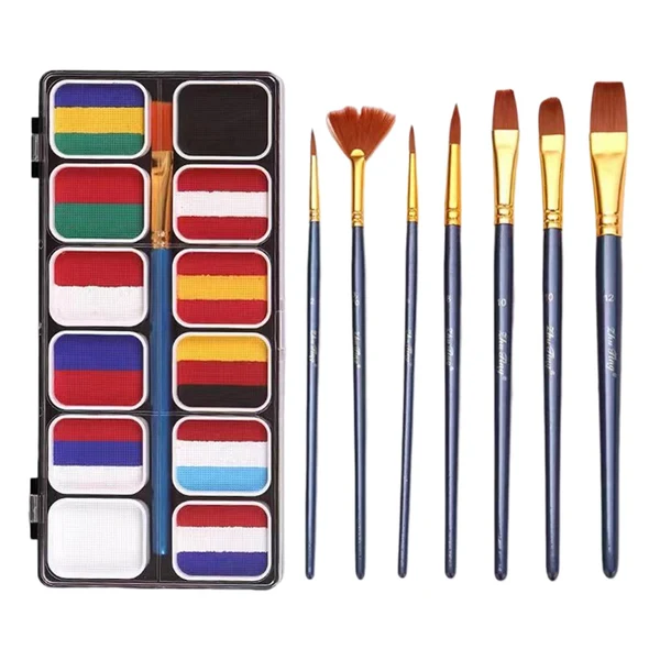 Quality Maxbell Face Body Paint Palettes Water Based with 7 Brushes for Carnival Casual