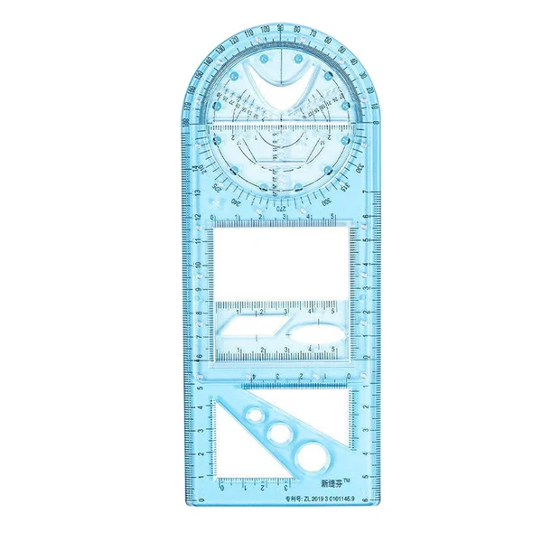 Powerful Maxbell Multifunctional Geometric Ruler Supplies Office Mathematics Drawing Template Blue Middle Optimized