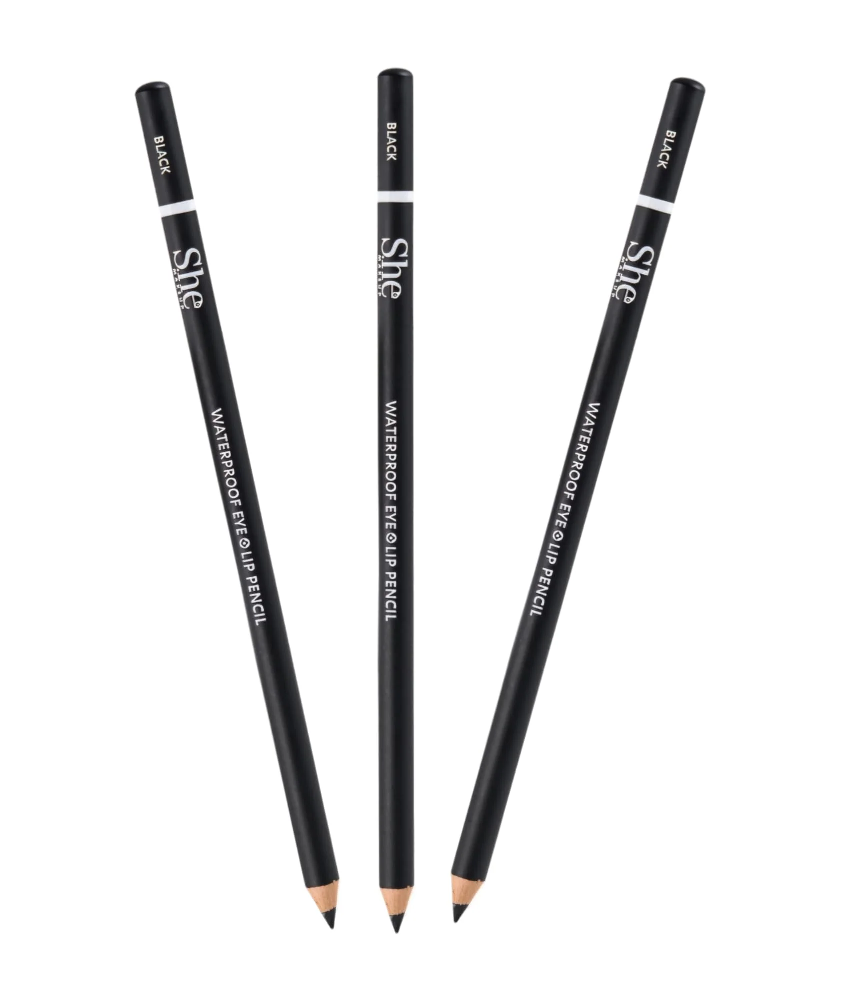Top-Quality Makeup S.he Wooden Waterproof Eye Lip Pencil With Sharpener 3pcs Verified